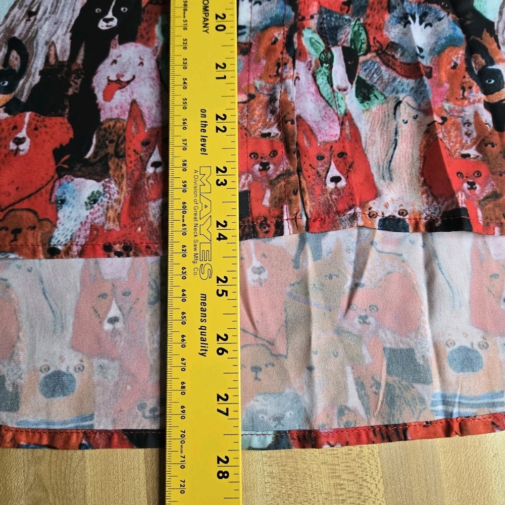 LaVieLente XL Sleeveless Dog Print Blouse Colorful Art Button Front Teacher - Picture 12 of 12